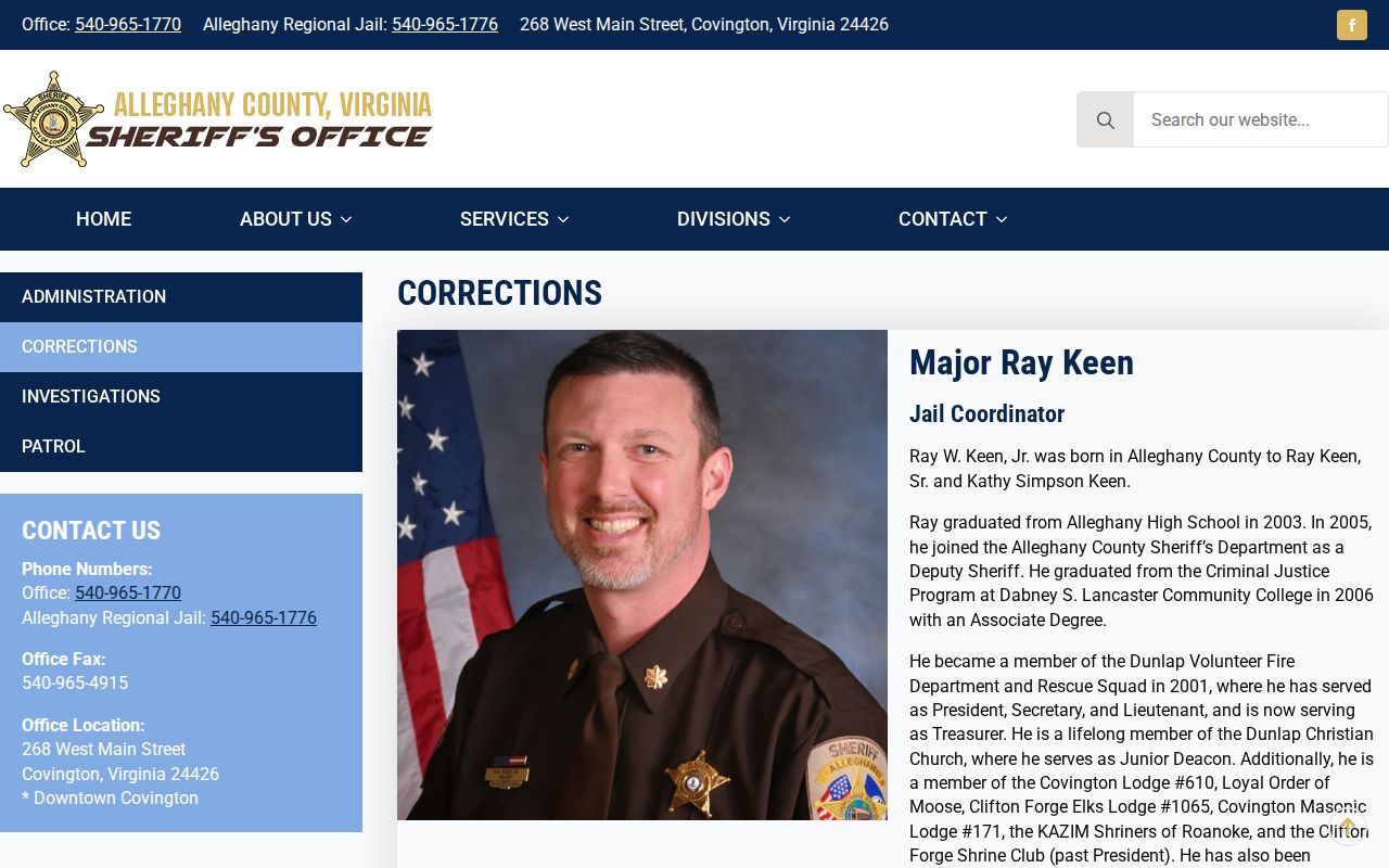 Alleghany County arrest records and Regional Jail corrections page