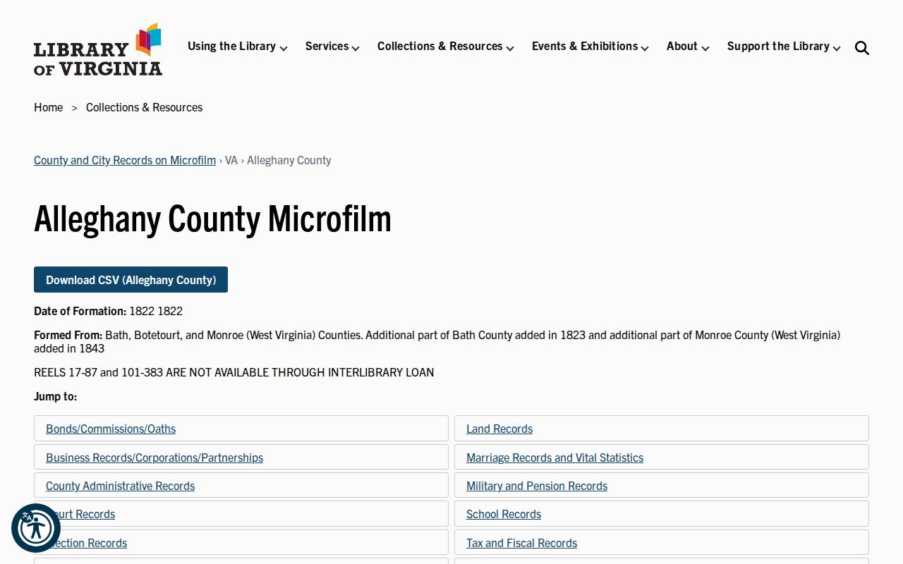 Historic Alleghany County criminal records Library of Virginia inventory