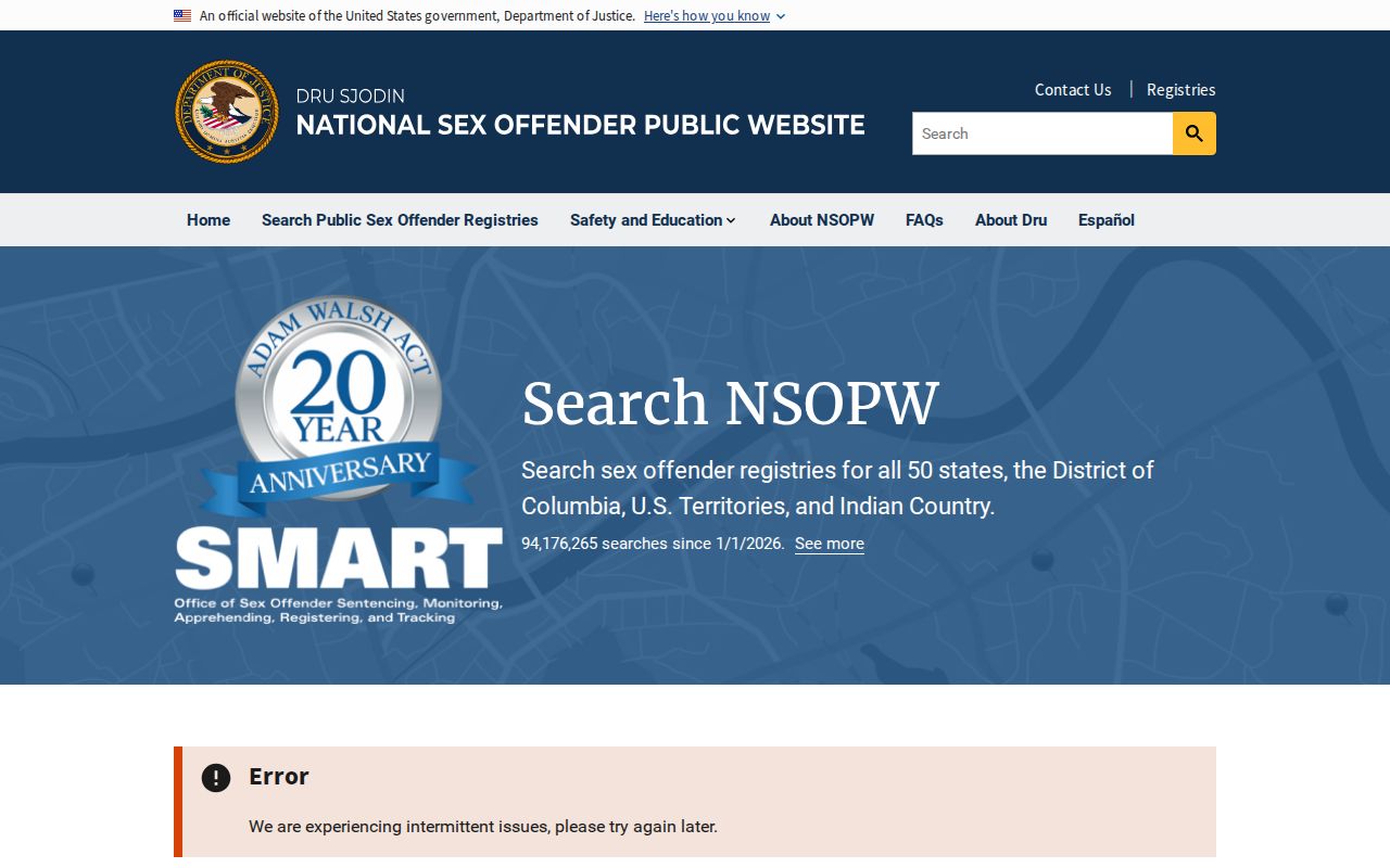 Alleghany County sex offender check through the national NSOPW search